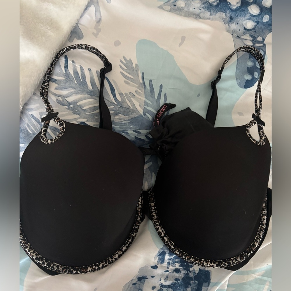 NWT 38dd Victorias Secret Sexy Little Things black underwire bra leopard trim‼️